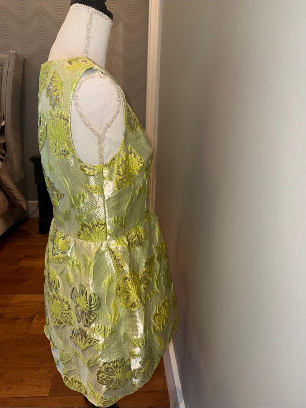 Dress the population party special occasion dress NWT metallic green floral - Picture 7 of 11